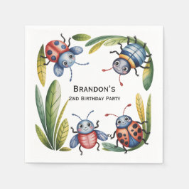 Guardanapo De Papel Segundo de Insetos de Insetos Coloridos. Festa de