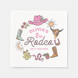 Guardanapo De Papel Segundo Rodeio Pink Western Cowboy Aniversário de