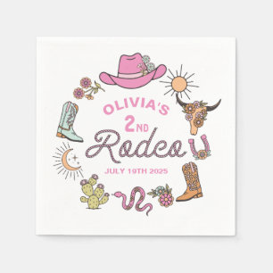 Guardanapo De Papel Segundo Rodeio Pink Western Cowboy Aniversário de