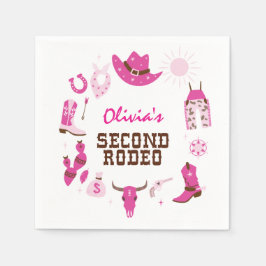 Guardanapo De Papel Segundo Rodeio Pink Western Cowboy Aniversário de