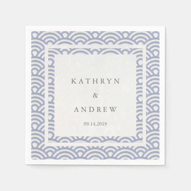 Guardanapo De Papel Seigaiha Japonês Onda Púrpura Suave Elegante (Frente)