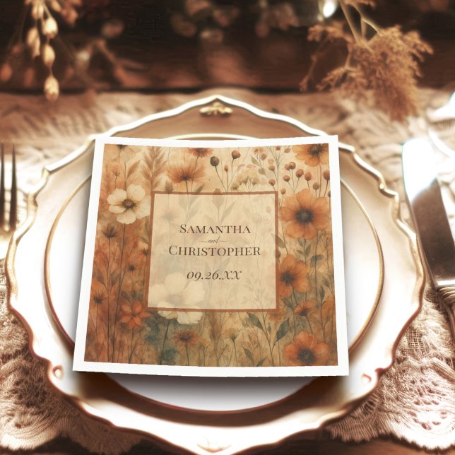 Guardanapo De Papel Seinna Boho Aquarela Flores Silvestres Casamento E (Criador carregado)