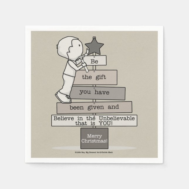 Guardanapo De Papel Seja a Árvore de Natal do Presente (Tan) (Frente)