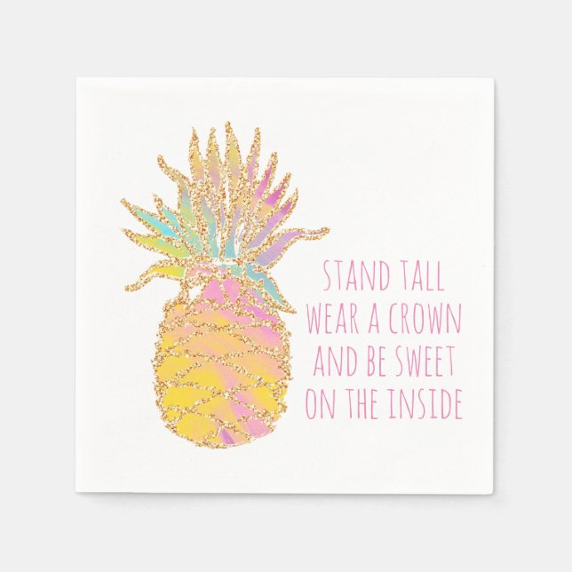 Guardanapo De Papel Seja um abacaxi, cotovelo e abacaxi Dourado (Frente)
