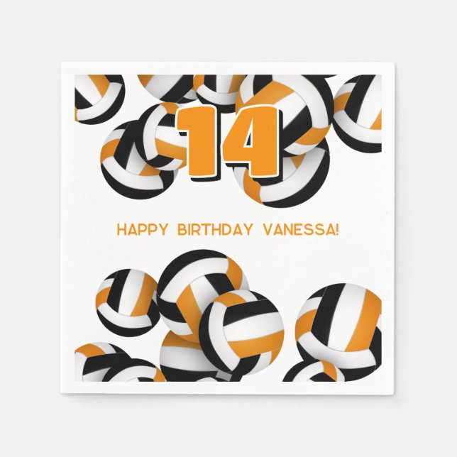 Guardanapo De Papel seleção negra cor laranja seleção de vôlei criança (Frente)