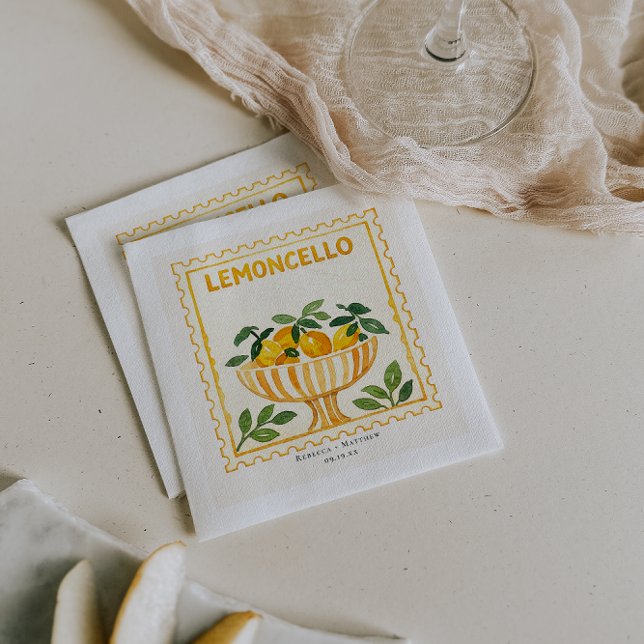 Guardanapo De Papel Selo Limoncello | Bar de Casamento Italiano (Criador carregado)