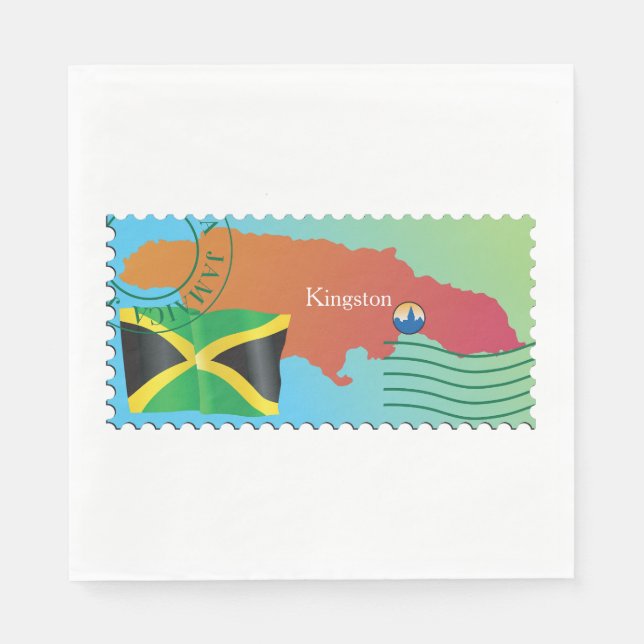 Guardanapo De Papel Selo Postal de Jamaica em estilo de Mapa (Frente)