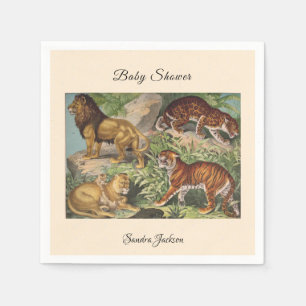 Guardanapo De Papel Selva de gatos-leões Chá de fraldas neutro por c