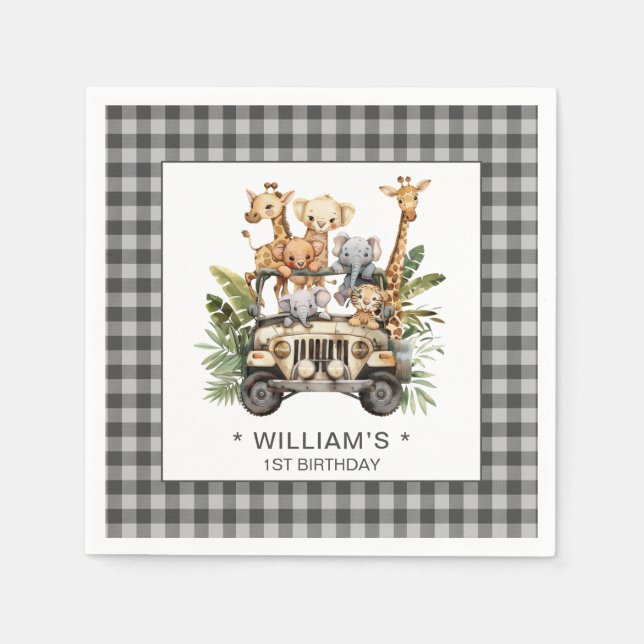 Guardanapo De Papel Selva Selvagem 1 Safari 1rua Primeiro Aniversário (Frente)