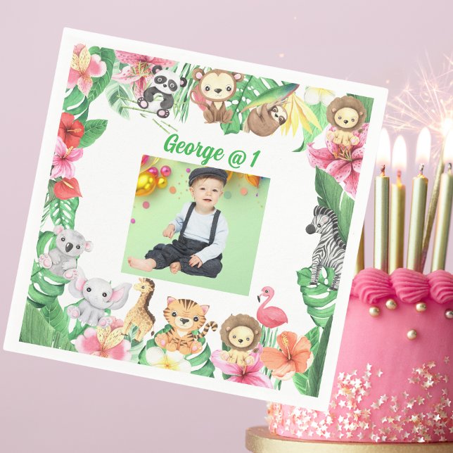 Guardanapo De Papel Selva Selvagem Safari - Partido primeiro aniversar (Criador carregado)