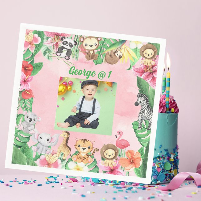 Guardanapo De Papel Selva Selvagem Safari - Partido primeiro aniversar (Criador carregado)