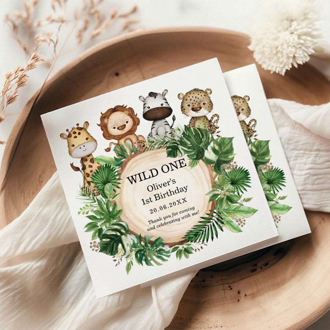 Guardanapo De Papel Selvagem Selvagem Selvagem Safari Verde Aniversári (Criador carregado)