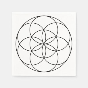 Guardanapo De Papel Sementes da Vida Sagrada Geometria Preta e Branco