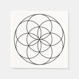 Guardanapo De Papel Sementes da Vida Sagrada Geometria Preta e Branco