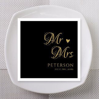 Guardanapo De Papel Senhor e Senhora Coração Casamento Personalizado O