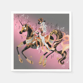 Guardanapo De Papel Senhora e Cavalo Mecânico Steampunk