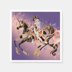 Guardanapo De Papel Senhora e Cavalo Mecânico Steampunk
