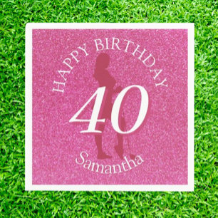 GUARDANAPO DE PAPEL SENHORAS GLITTER ROSA GRANDE ANIVERSÁRIO