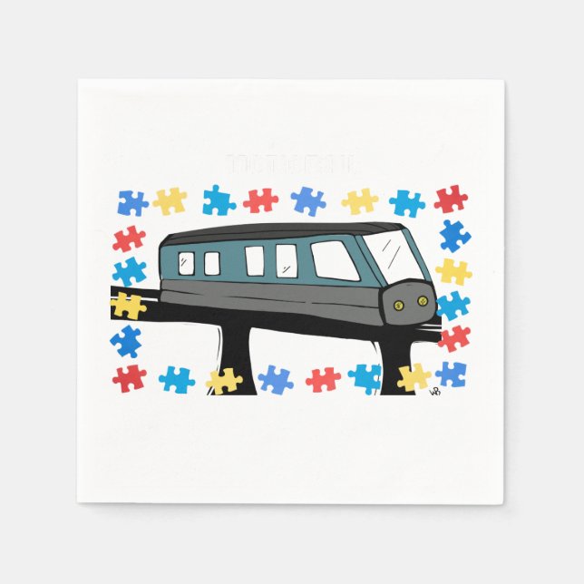Guardanapo De Papel Sensor do Autismo do Comboio Monorail Aspergers (Frente)