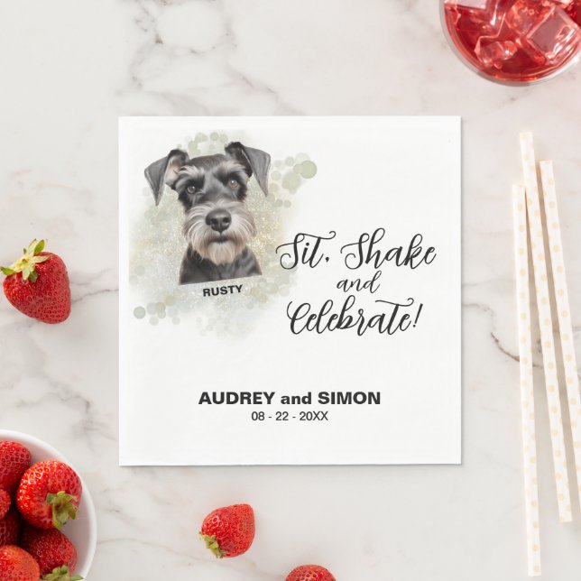Guardanapo De Papel Sentar, Sacudir & Celebrar Bodas de Schnauzer Mini (Insitu)