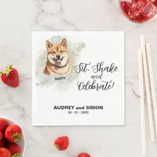 Guardanapo De Papel Sente-se, Balança e Celebre Casamento Shiba Inu