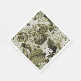 Guardanapo De Papel Sepia Brown Vintage Floral Toile Tecido n.o 1