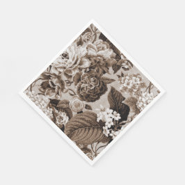 Guardanapo De Papel Sepia Brown Vintage Floral Toile Tecido n.o 1