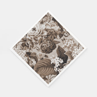 Guardanapo De Papel Sepia Brown Vintage Floral Toile Tecido n.o 1