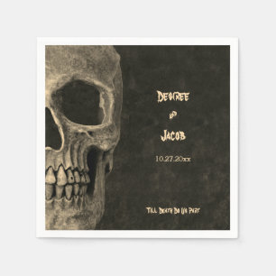 Guardanapo De Papel Sepia Gótica Half Skull Head Vintage Hallowedding