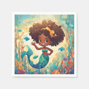 Guardanapo De Papel Sereia Afro-Americana - Aniversário Napkin