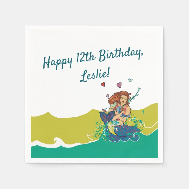 Guardanapo De Papel Sereia e Festa de Golfinhos Bebês Napkin (Frente)