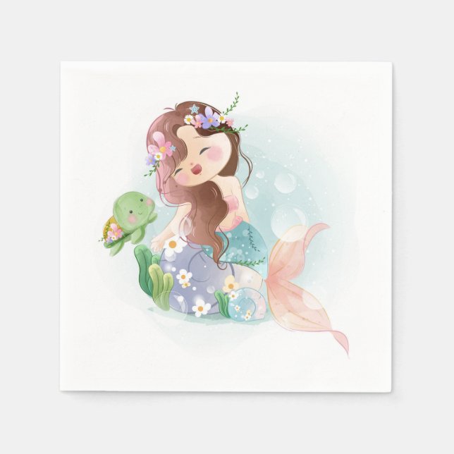 Guardanapo De Papel Sereia e Tartaruga (Frente)