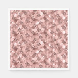 Guardanapo De Papel Sereia Escala Rosa Rosa Rosa Dourada Lâmina Mági