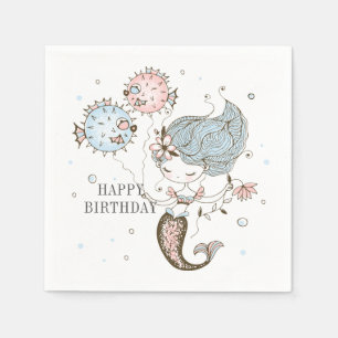 Guardanapo De Papel Sereia feliz aniversário