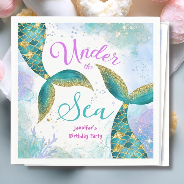 Guardanapo De Papel Sereia Festa de aniversario de meninas Roxal (Criador carregado)