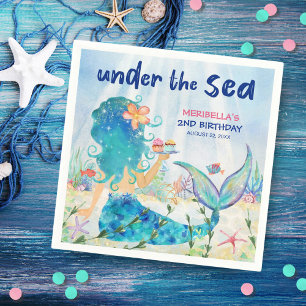 Guardanapo De Papel Sereia no Aniversário de Praia da Sea Girl