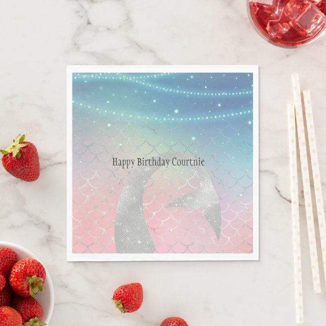 Guardanapo De Papel Sereia Púrpura Púrpura Silver Aqua (Insitu)