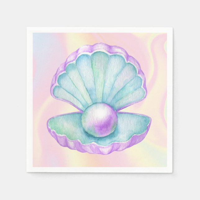 Guardanapo De Papel Sereia Sob O Aniversário Do Mar (Frente)