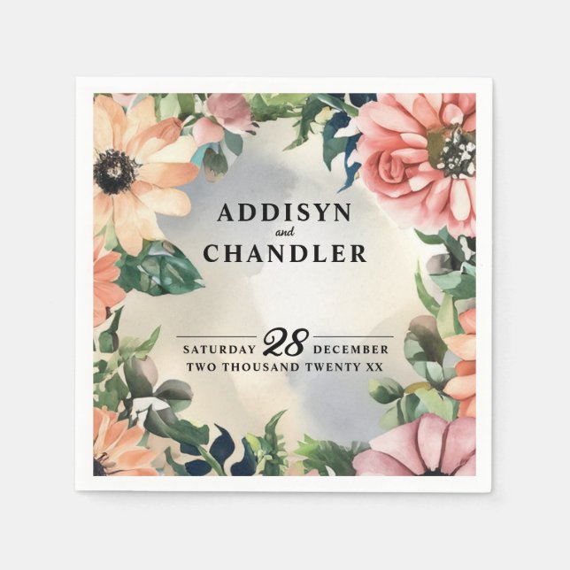 Guardanapo De Papel Serene Garden Wreath: Pastel Floral Elegance (Frente)