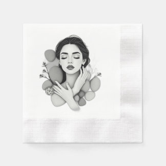 Guardanapo De Papel Serene Mulher com Pedras e Plantas