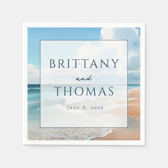 Guardanapo De Papel Serene Pastel Beach Waves (Frente)