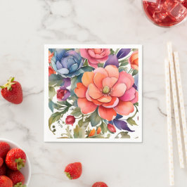 Guardanapo De Papel Sereno Floral em Aquarela PD