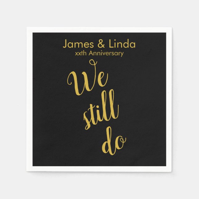 Guardanapo De Papel Serviço de Festas Douradas de Aniversário Preto qu (Frente)