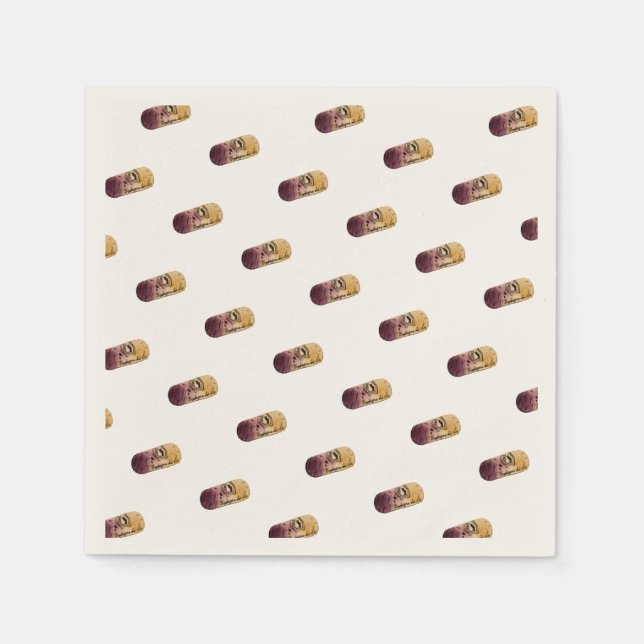 Guardanapo De Papel Servilleta con acuarela de corcho de vino (Frente)