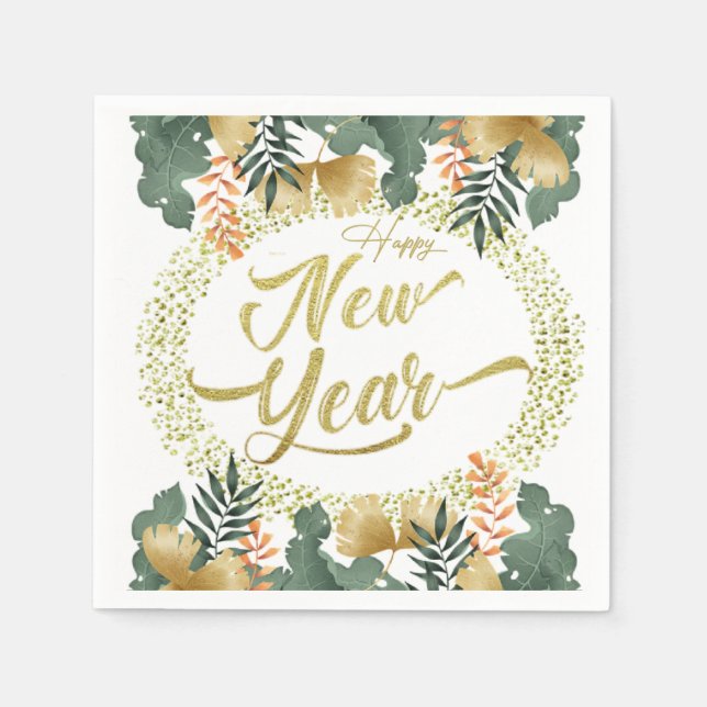 Guardanapo De Papel Servilleta de papel con feliz año nuevo (Frente)