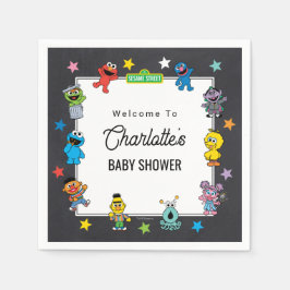 Guardanapo De Papel Sesame Street Characters Chalkboard Baby Shower