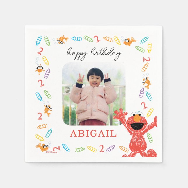 Guardanapo De Papel Sésame Street Elmo | Birthday Crayon (Frente)