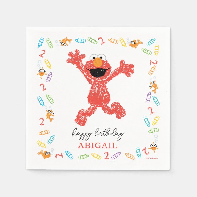 Guardanapo De Papel Sésame Street Elmo | Birthday Crayon (Frente)