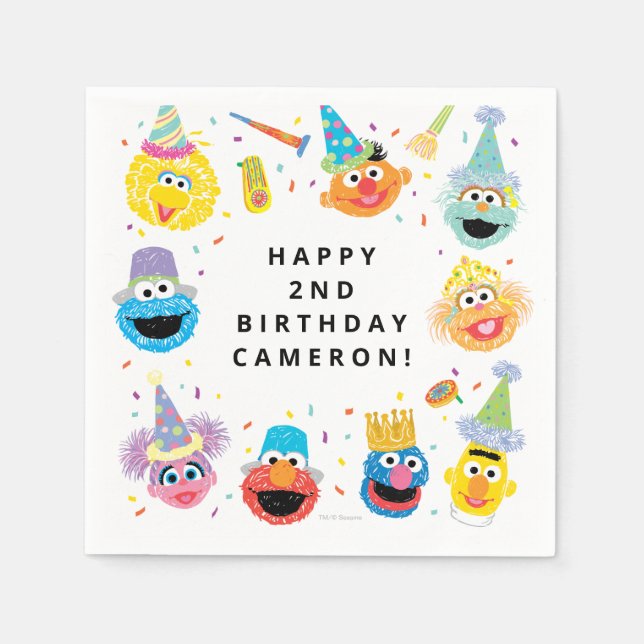 Guardanapo De Papel Sesame Street Pals Confetti Aniversário (Frente)