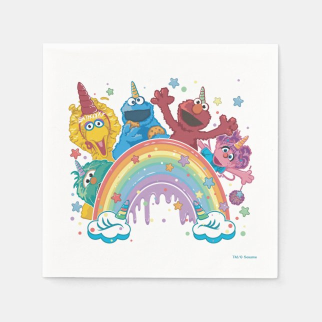 Guardanapo De Papel Sesame Street Unicorn Rainbow (Frente)